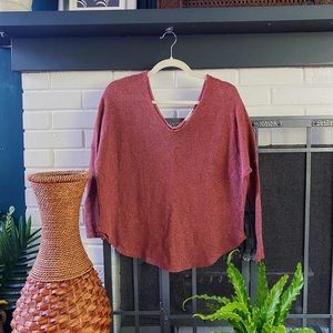 Slouchy V-Neck Dark Pink Sweater